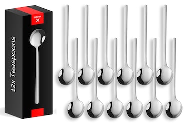 HGMD Colheres de chá - 12 peças - 13cm - Colheres de chá - Colheres de café - Aço inoxidável