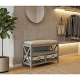 thumbnail of Schuhregal HWC-C48, Sitzbank Schuhablage, Shabby-Look Vintage 45x65x34cm ~ grau