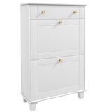 thumbnail of HOMCOM mueble zapatero blanco zapatero estrecho con 2 puertas abatibles y 1 cajón para 8 pares de zapatos para entrada pasillo 60x23,5x98,5 cm