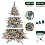 thumbnail of Albero di Natale Pino Verde Innevato H 210cm x L 150cm Super Folto Effetto Real-Touch con 2500 Luci Led Incorporate e Base Croce in Ferro Pieghevole