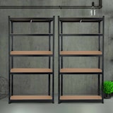 thumbnail of Pack 2 Estantes Modulares com 5 Prateleiras Ajustáveis Pretas 180x90x40cm 875Kg O91