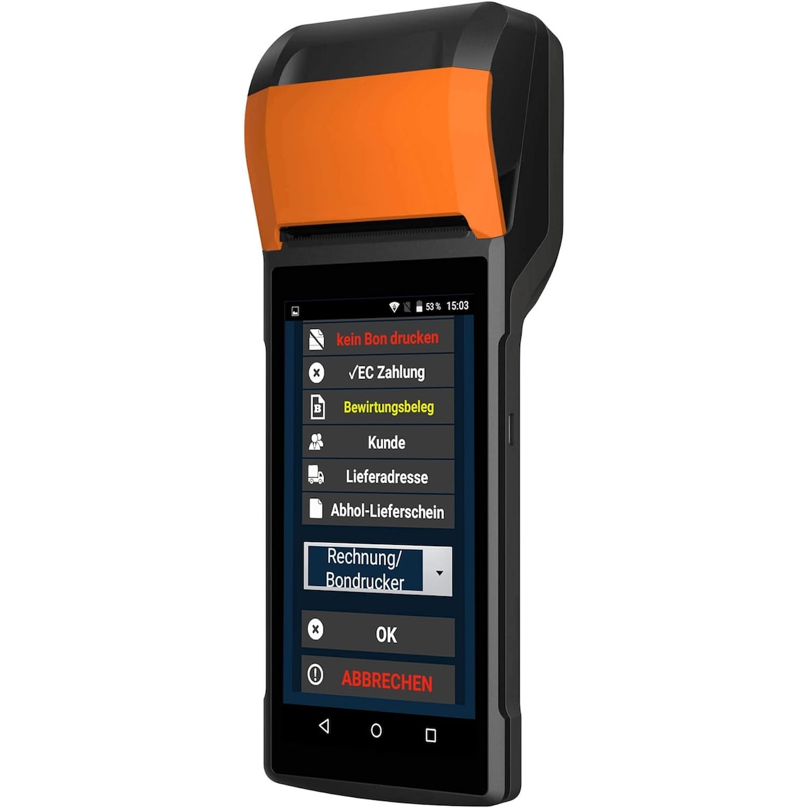 6" All-in-One Minikasse mit Bondrucker für mobile Dienste (Catering, Friseure, Maniküre etc.), Tachenkasse, GoBD, GDpdU