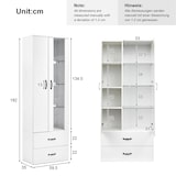 thumbnail of Merax 16 Farben LED-beleuchtete Vitrine, mit Glastüren, Standvitrine LED-Vitrine Wohnzimmer Hochregal Bücherreg Weiße