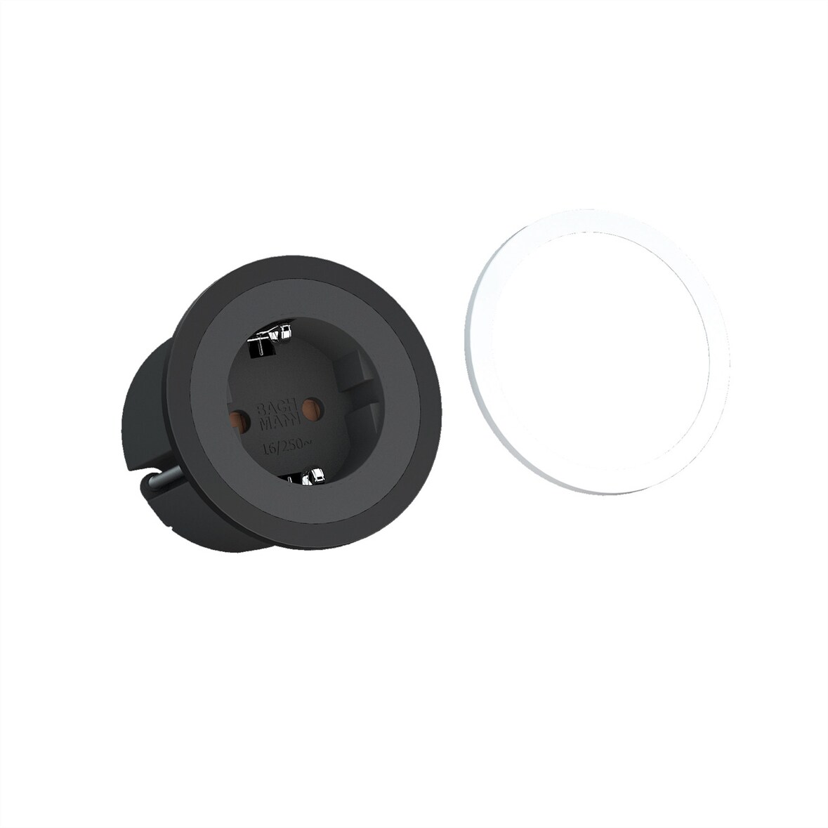 BACHMANN PIX 1x Schutzkontakt mit Zierringen in Weiß und Schwarz, GST-Kupplung