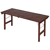 thumbnail of METRO PROFESSIONAL Conjunto de 3 peças de mesa e bancos para exterior, 1 mesa 180 x 70 cm, 2 bancos 180 x 27.5 cm, castanho escuro