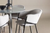 thumbnail of Plaza Essgruppe Tisch Ø100cm und 4 Velours Stühle mit Armlehnen grau.