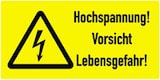 thumbnail of Aufkleber Hochspannung! Vorsicht Lebensgefahr!, Kombischild, Folie, 300x200 mm