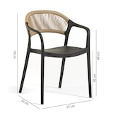 thumbnail of Lot de 6 chaises en polypropylène avec tissage en corde, élégantes, résistantes, empilables, pour jardin, balcon, bar, restaurants-JOLANDA-Noir