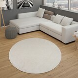 thumbnail of Waschbarer Teppich waschmaschinenwaschbar Unifarben Küche, Flur schmutzabweisend Creme Rund 160D | 100% Polypropylen | Florhöhe: 8 mm | nicht waschbar