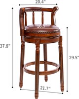 thumbnail of Barhocker mit Rückenlehne 96x55x55 cm Braun 360 Grad drehbar Echtleder Sitz Holzgestell mit komfortabler Polsterung für Küche Theke Bar