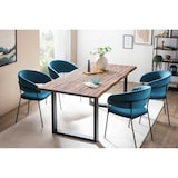 thumbnail of SalesFever Esstisch aus Akazie | 160 x 90cm | Tischplatte 35 mm Akazie natur | Gestell U-Form Metall schwarz | B 160 x T 90 x H 75cm | natur–schwarz