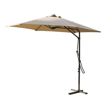 Ombrellone da Giardino 300 cm Decentrato Palo in Metallo Telo Poliestere 180 g/mq con Airvent per Esterno Piscina o Ristorante - Tortora cm Ø 300