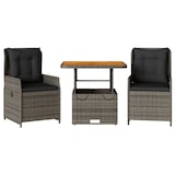 thumbnail of vidaXL 3-tlg. Bistro-Set mit Kissen Grau Poly Rattan