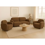 thumbnail of Set da salotto HWC-P33, divano a 2 posti 2x poltrone, tessuto/ceniglia tessile (330 g/m²) Oeko-Tex ~ marrone