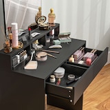 thumbnail of HOMCOM tocador de maquillaje con espejo, tocador con 2 cajones, 3 compartimentos abiertos, mesa de maquillaje para espacios pequeños, negro