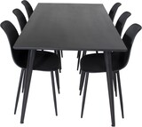 thumbnail of Dipp180x90BLBL Essgruppe Esstisch schwarz und 6 Polar Esszimmerstühle schwarz.