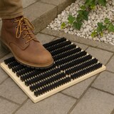 thumbnail of Relaxdays Schuhabstreifer, rutschfester Boden, kräftige PP-Borsten, Außen- & Innenbereich, Bürstenmatte, Holz, natur