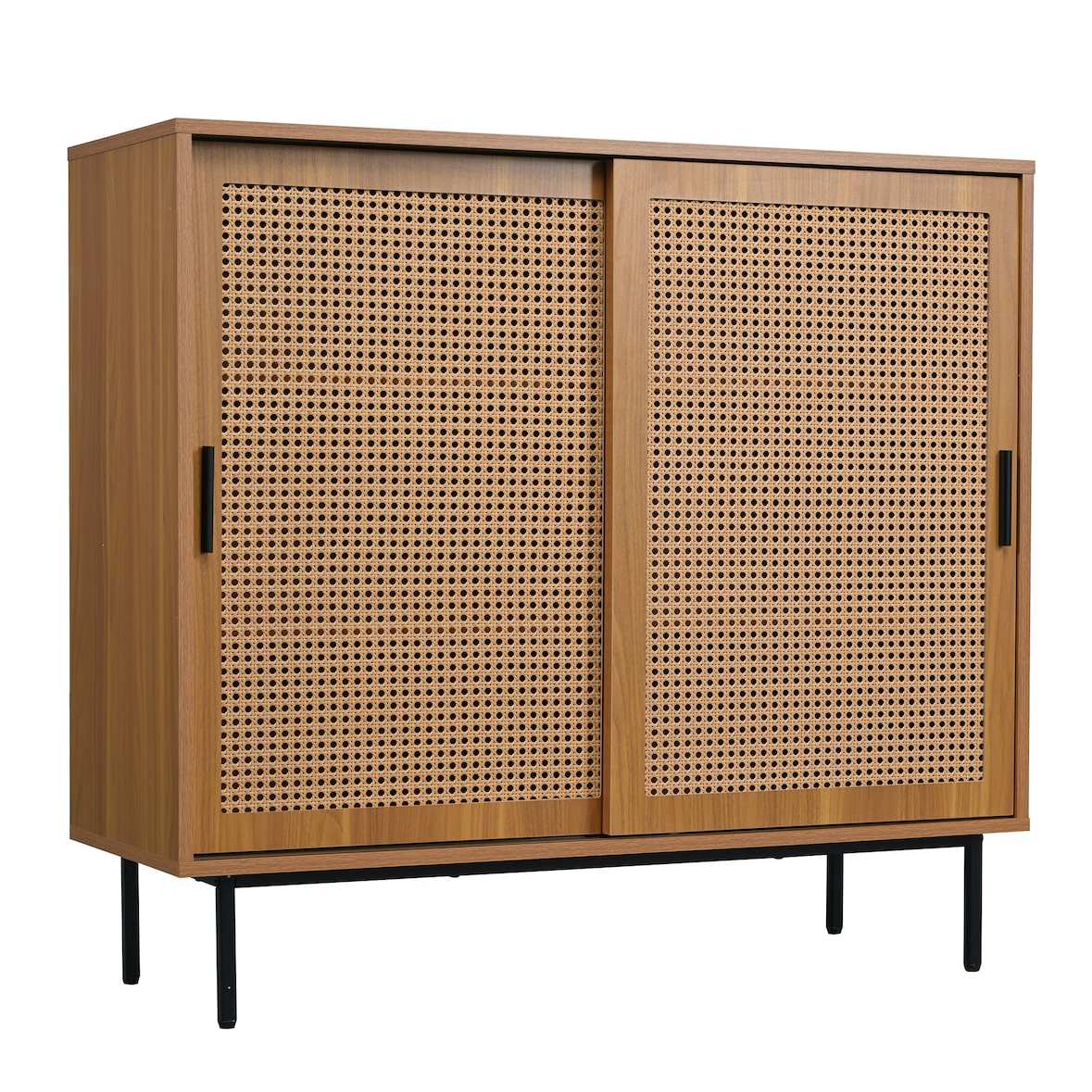 Merax Sideboard Küchenschrank, Kommode Aufbewahrungsschrank mit 2 Schiebetüren und Verstellbare Ablage, Landhausstil Beistellschrank B100/H90/T37 cm