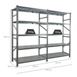 thumbnail of PROREGAL Fachbodenregal PROXIMO Stecksystem | Komplettregal | HxBxT 200x240x60cm | 5 Ebenen | Fachlast 200 kg | Beidseitig nutzbar | Verzinkt