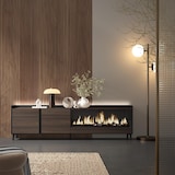 thumbnail of TV-Schrank, Lowboard, 212x61x35 cm, Für TV-Geräte bis zu 80", Elektrokamin XXL, Industriedesign, LED, Dunkler Eiche und Schwarz