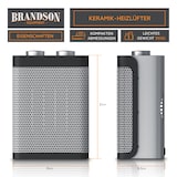 thumbnail of Brandson Keramikheizgerät, Heizlüfter mit Temperaturregelung, 1500W, 2 Leistungsstufen, Überhitzungsschutz, Thermosicherung, Umkippschutz, Silber