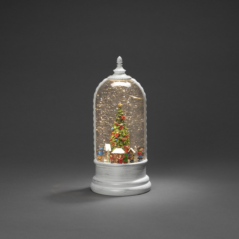 Konstsmide LED Wasserlaterne, Deutscher Weihnachtsmarkt, weiß, wassergefüllt, 5h Timer,1 warm weiße Diode, batteriebetrieben/USB, Innen - 4261-200