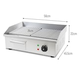 thumbnail of VERTES Plancha profesional de 3000 W en acero inoxidable superficie de grill ranurada de 55 x 35 cm, termostato, temperatura de 50 a 300 °C