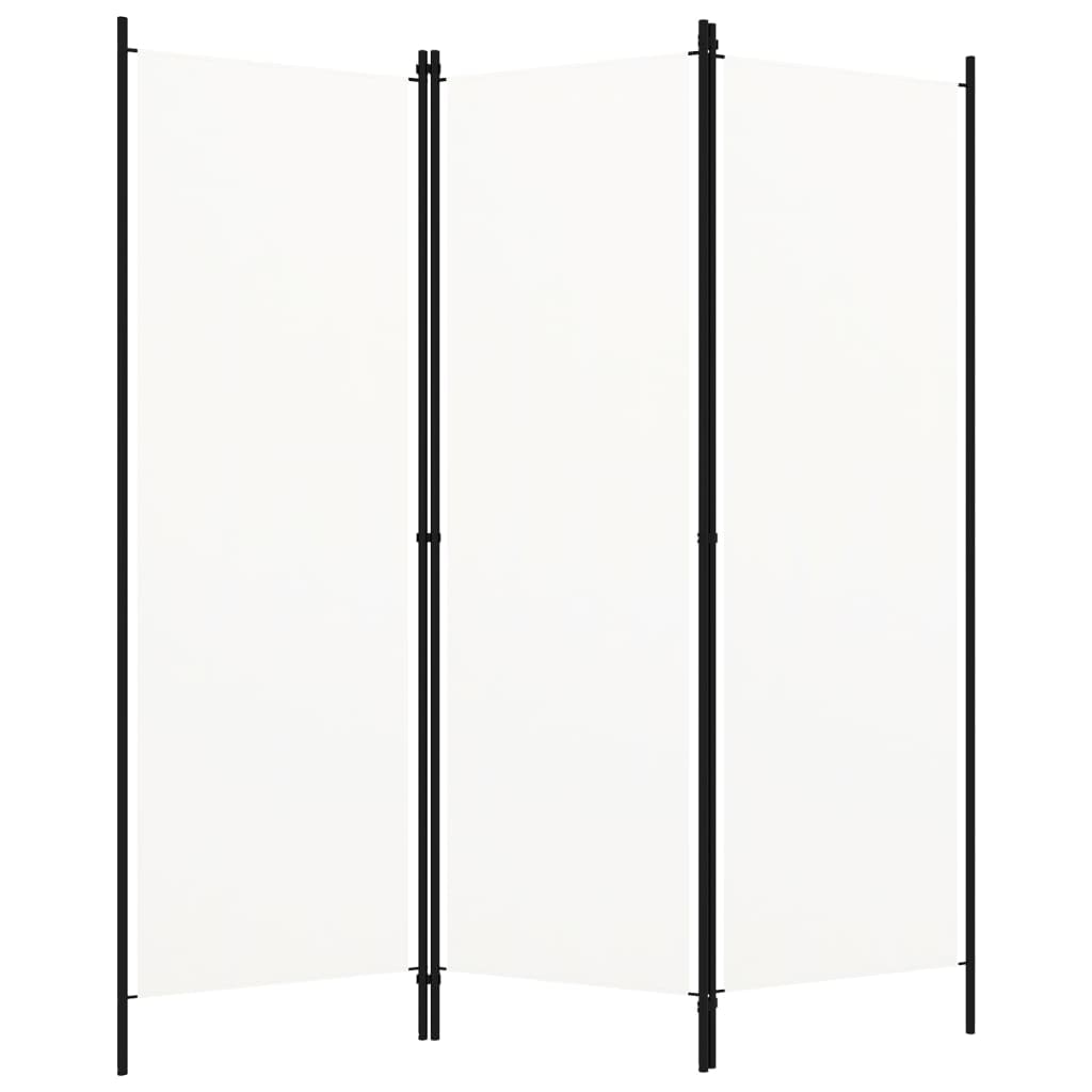Décoshop26 - Paravent séparateur de pièce cloison 3 panneaux 150 x 180 cm en tissu blanc et fer DEC030738