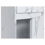 thumbnail of Armário de parede HWC-L86, armário alto de casa de banho, melamina FSC® 2 portas 3 compartimentos 160x33cm ~ branco com aspeto de mármore