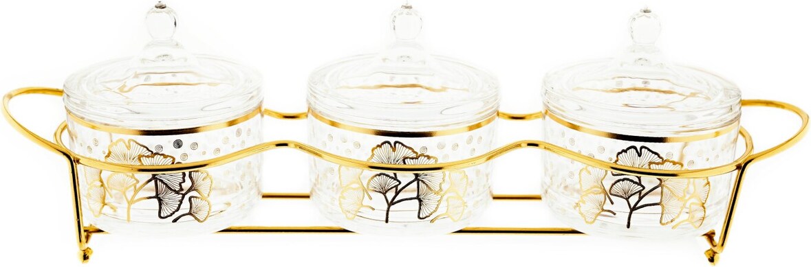 7 Teiliger Snack-Set Servierschalen für Snacks mit goldenen und silbernen Details