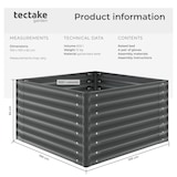 thumbnail of tectake Bac à fleurs surélevé Blomma galvanisé 600L anthracite 100x100x62cm potager jardin extérieur ergonomique culture légumes herbes plantes