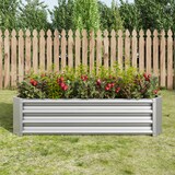 thumbnail of Hochbeet Metall 30x120x60 cm Silber aus verzinktem Stahl Wellblech ohne Boden wetterfest robust mit gefalteter Innenkante für Garten Terrasse