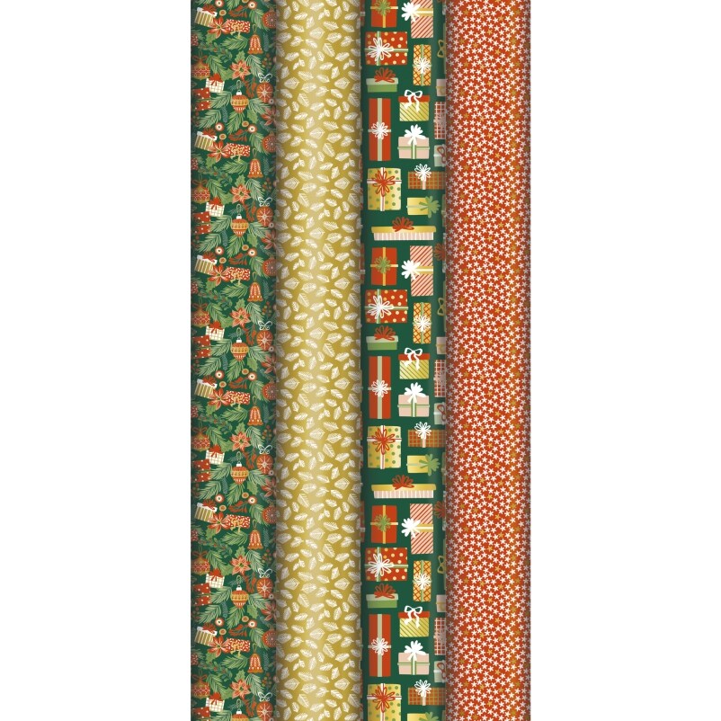Lot de 30 Rouleau de papier cadeau Excellia, 80 g/m², 2m x 0,70m, thème Sweet Christmas
