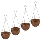 thumbnail of vidaXL Plantenbakken hangend 4 st met kokosbak staal Ø 30x52 cm zwart