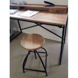 thumbnail of Drehhocker Barhocker Hocker Drehstuhl höhenverstellbar Massivholz Sitz Metall Gestell : schwarz matt - tabacco