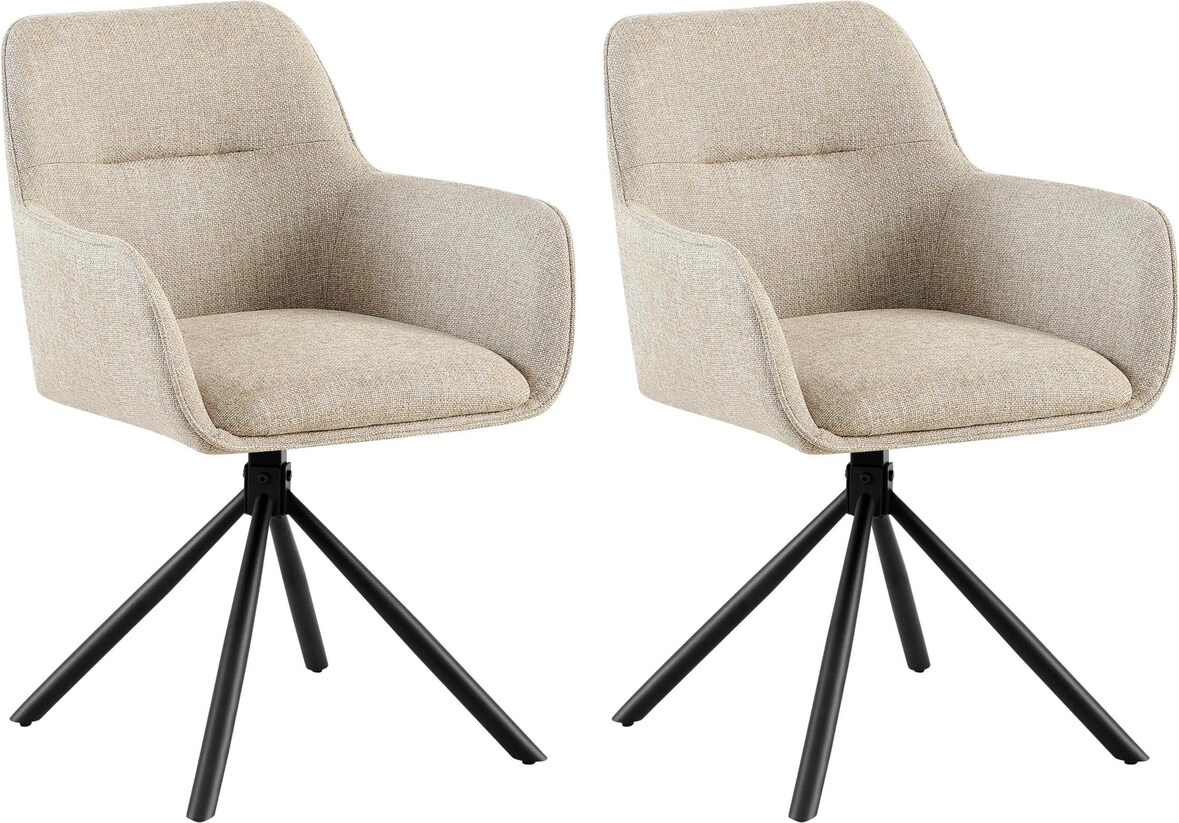 CHEFGASTRO 2er-Set Esszimmerstuhl SAN FRANCISCO Stoff HxBxT 84x58x59cm Stoff Taupe Küchenstuhl