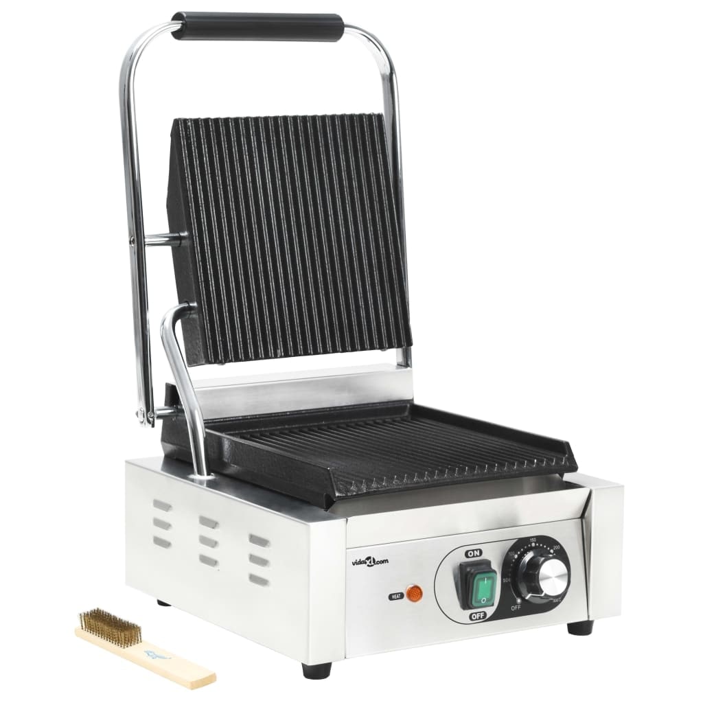 vidaXL Gerillter Panini-Grill Edelstahl 1800 W 32x41x19 cm