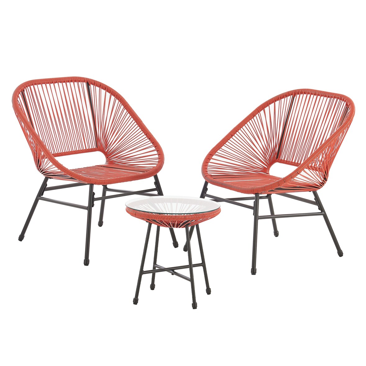 SVITA TULUM Balkon-Möbel 3-tlg. Garten-Möbel Set Balkonstühle mit Tisch Terracotta Orange