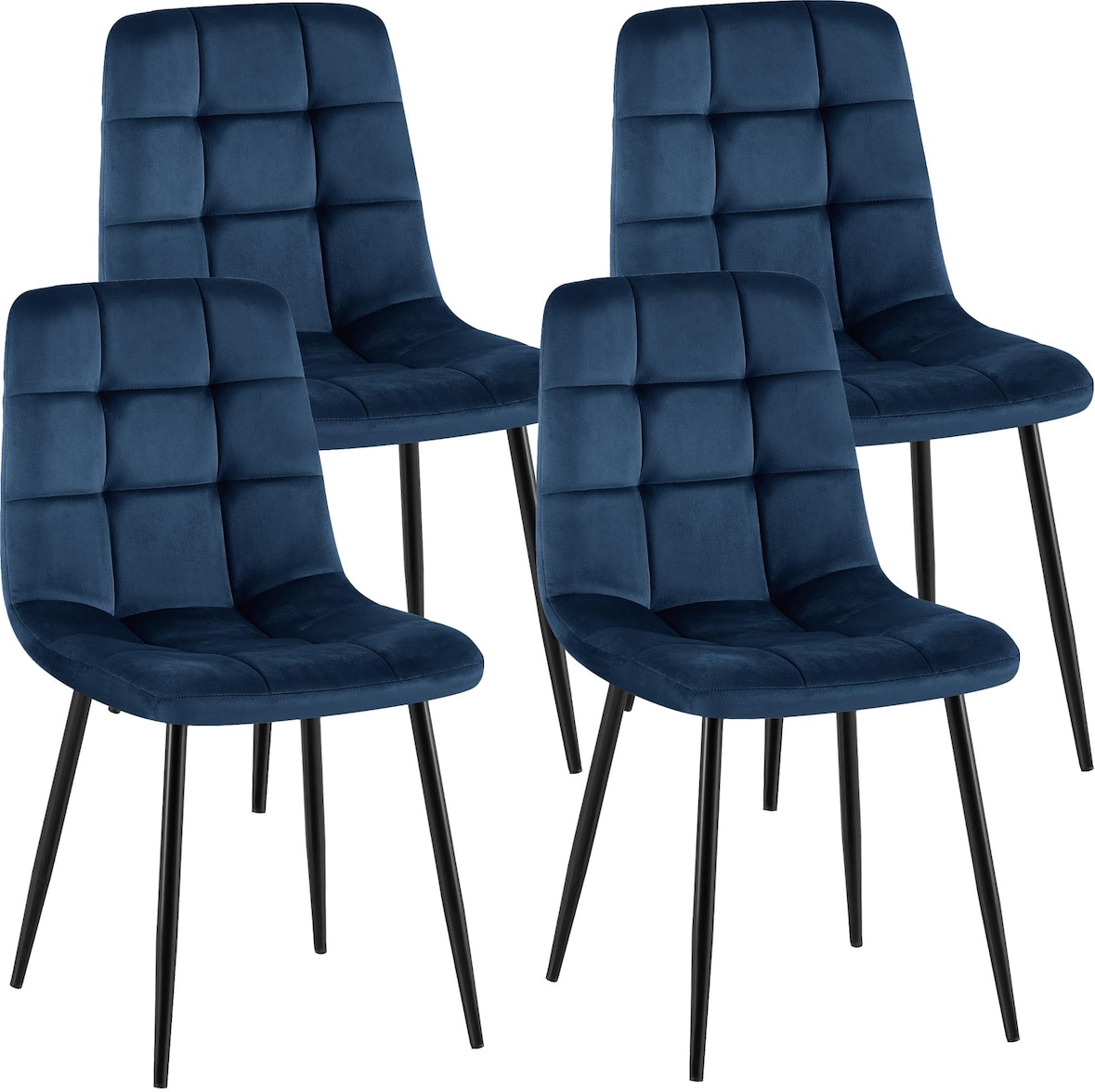 CLP 4er Set Esszimmerstühle Antibes Samt Samt HBT: 84x45x55 cm dunkelblau