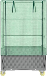 thumbnail of vidaXL Hochbeet mit Aufsatz und Rollen Rattan-Optik 80x50x182 cm