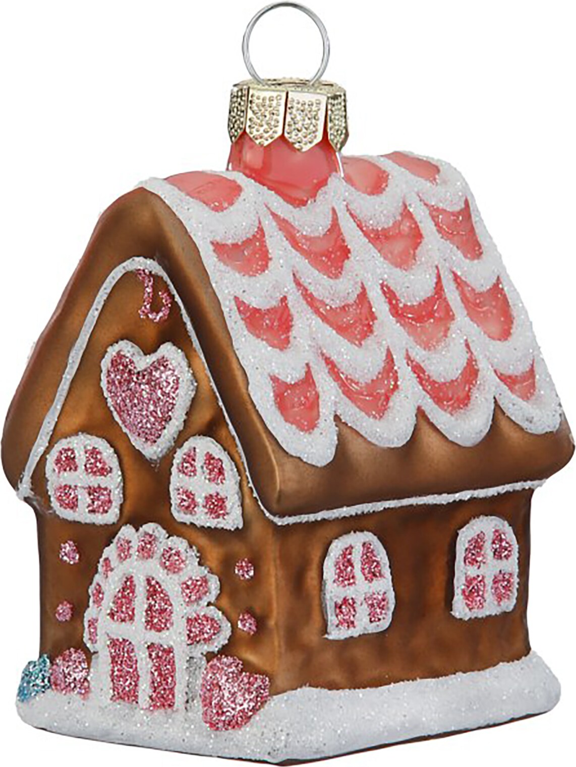 Christbaumschmuck Glas 6,2cm Lebkuchenhaus Figur Handbemalt Weihnachtsbaum Anhänger Weihnachten Christbaumanhänger Weihnachtsbaumschmuck Gebäck Braun