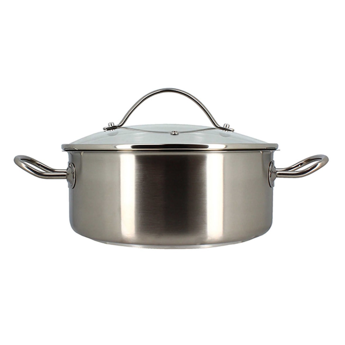 Menastyl - Marmite professionnel 24cm en acier inoxydable avec couvercle en verre