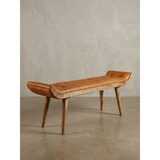 thumbnail of Sitzbank Echtleder / Massivholz Bank Braun 125x50x38 cm Chesterfield, Design Polsterbank Flur, Lederbank Bettbank 2 Personen, Flurbank