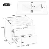 thumbnail of Badezimmerschrank 60x46x50 wandhängend mit Keramikwaschbecken, LED-Radarsensor, 2 geräuschlose Schubladen, MDF, modernes Design, Weiß