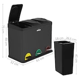 thumbnail of Wellhome - Ökologischer Recyclingbehälter 45 Liter mit 3 Fächern, Farbe Schwarz - 20 Müllbeutel 20L - 58,5x40x46cm