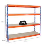 thumbnail of PROREGAL Profi Schwerlastregal RHINO | HxBxT 180x200x60cm | 4 Spanplatten-Ebenen 8mm | Fachlast 500kg | Blau/Orange | Stecksystem Lagerregal