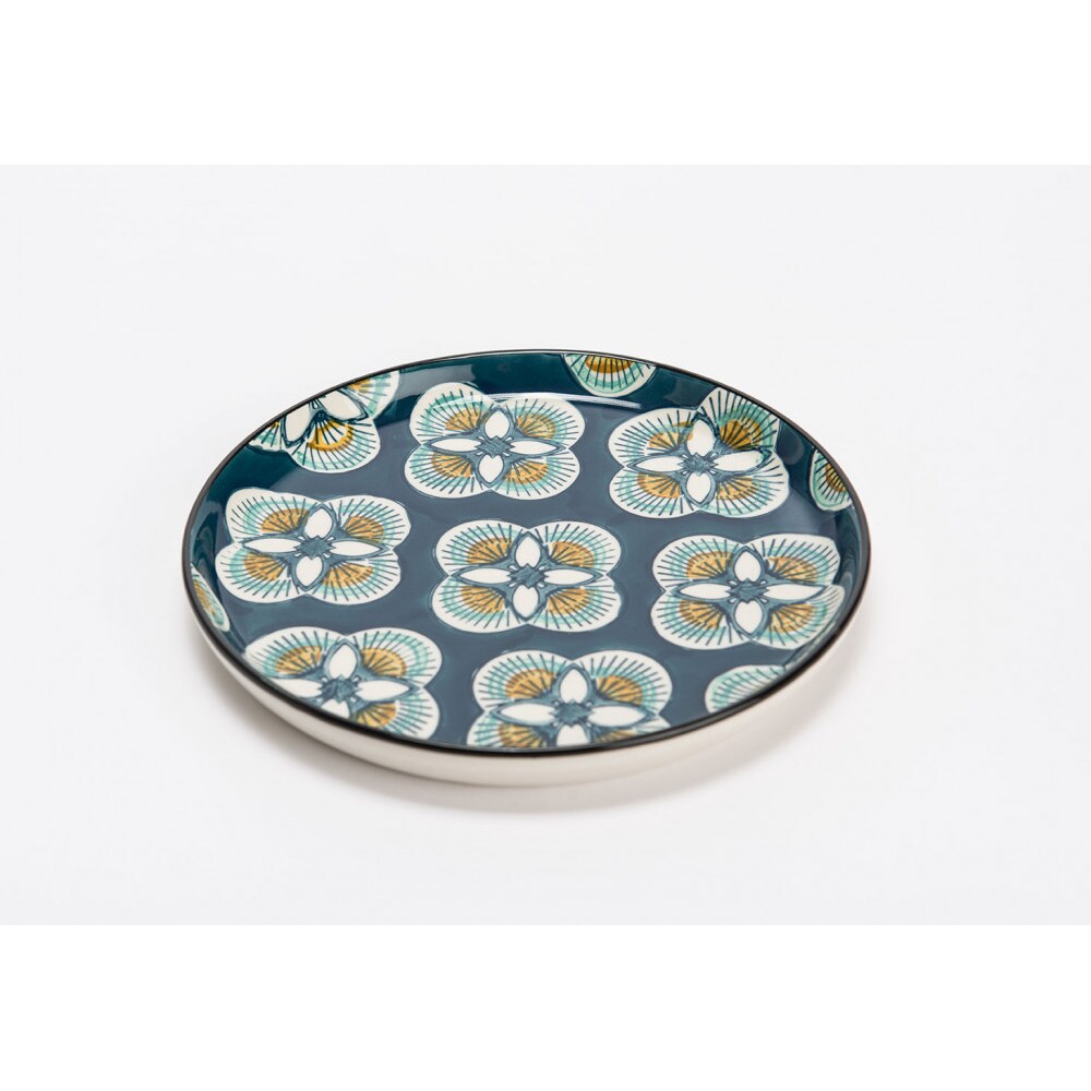 Assiette dessert Imany bleu 21 cm - 5 dont 1 offerte x6 -  Rond Grès Amadeus 21.00x21.00 cm