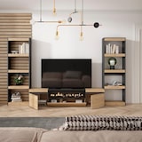 thumbnail of Mobile Soggiorno TV, Parete Attrezzata Soggiorno, 320x35x186cm, Per TV fino a 80", Camino elettrico, Stile moderno, Rovere e nero _ 94_28
