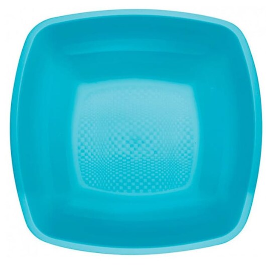 Plato hondo de plástico 18 cm, turquesa, 12ud paquete