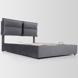 thumbnail of Polsterbett Stauraumbett Bettgestell 140x200 mit verstellbarem Kopfteil Lattenrost Massivholzrahmen Samtbezug Stauraum modern bequem grau